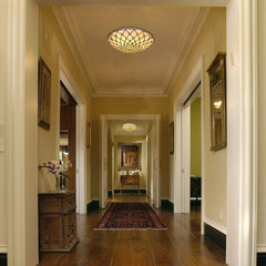 Tiffany Flush Mount Ceiling Light 3-Light 16 Inch Stained Glass Ceiling Light for Bedroom,Living Room, Entryway,Foyer