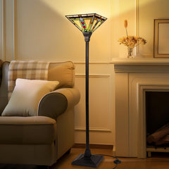 Capulina Tiffany Lamp Firecracker Mission Stained Glass Torchiere Floor Lamp