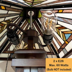 Capulina Tiffany Lamp Mission Brown Stained Glass Table Lamp 3-Light
