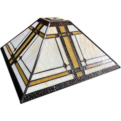 Capulina Tiffany Lamp Shade Accessories Replacement 16 Inches Wide Mission Cream Style Stained Glass Lampshade for Table Lamp Floor Lamp
