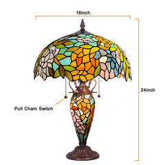 Capulina Tiffany Lamp Wisteria Style Stained Glass Table Lamp 3-Light