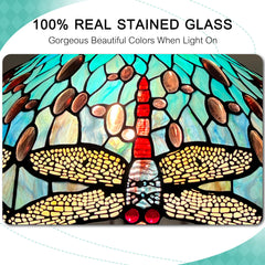 ARTZONE Antique Tiffany Pendant Light Fixture Stained Glass Hanging Lamp