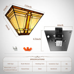 Capulina Tiffany Lamp Stained Glass Wall Sconces 2 Light 12 Inches Wide Cream Color Tiffany Style Wall Lights for Hallway Stairway Bedroom Cinema Bathroom Home Office