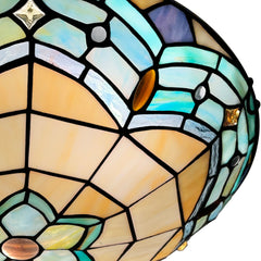 Tiffany Ceiling Lights, Stained Glass Ceiling Light 3-Lights 16 Inch Tiffany Flush Mount Ceiling Light for Bedroom Dining Living Room Entryway Foyer