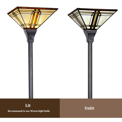 Capulina Tiffany Lamp Mission Cream Stained Glass Torchiere Floor Lamp
