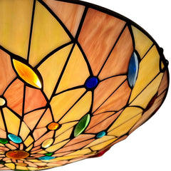 Tiffany Ceiling Lights, Stained Glass Ceiling Light 3-Lights 16 Inch Tiffany Flush Mount Ceiling Light for Bedroom Dining Living Room Entryway Foyer