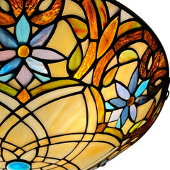 ARTZONE Tiffany Ceiling Lights, Stained Glass Ceiling Light 3-Lights 16 Inch Tiffany Flush Mount Ceiling Light for Bedroom Dining Living Room Entryway Foyer