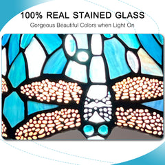 Tiffany Table Lamp, Tiffany Table Lights Antique Stained Glass Bedside Table Lamp for Bedside/Desk Reading/Living Room/Home Office/Bedroom(Dragonfly)