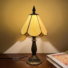 Cotoss Tiffany Table Lamp,Handcrafts Stained Glass Style Table Light,Blue Small Desk Bedside Table Night Lamp for Living Room Bedroom Study Office Bookcase Desk Light