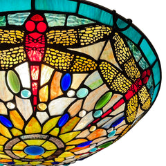 Tiffany Ceiling Lights, Stained Glass Ceiling Light 3-Lights 16 Inch Tiffany Flush Mount Ceiling Light for Bedroom Dining Living Room Entryway Foyer