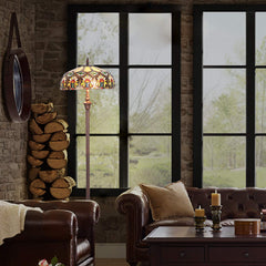 Capulina Tiffany Lamp Sunflower Stained Glass Floor Lamp 2-Light