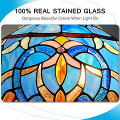 Capulina Tiffany Lamp Blue Brown Stained Glass Floor Lamp 2-Light