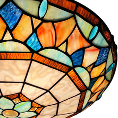 Tiffany Ceiling Lights, Stained Glass Ceiling Light 3-Lights 16 Inch Tiffany Flush Mount Ceiling Light for Bedroom Dining Living Room Entryway Foyer