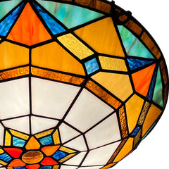 Tiffany Ceiling Lights, Stained Glass Ceiling Light 3-Lights 16 Inch Tiffany Flush Mount Ceiling Light for Bedroom Dining Living Room Entryway Foyer