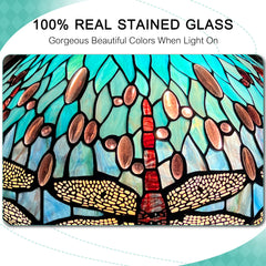 ARTZONE Tiffany Table Lamp with Nighlight Antique Stained Glass Table Lamp