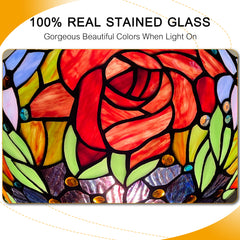 Capulina Tiffany Lamp Red Rose Stained Glass Torchiere Floor Lamp