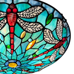 Tiffany Ceiling Lights, Stained Glass Ceiling Light 3-Lights 16 Inch Tiffany Flush Mount Ceiling Light for Bedroom Dining Living Room Entryway Foyer