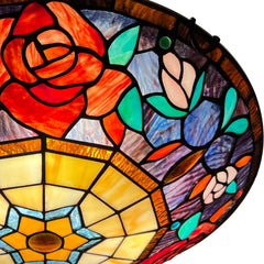 ARTZONE Tiffany Ceiling Lights, Stained Glass Ceiling Light 3-Lights 16 Inch Tiffany Flush Mount Ceiling Light for Bedroom Dining Living Room Entryway Foyer