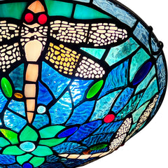 Tiffany Ceiling Lights, Stained Glass Ceiling Light 2-Lights 12 Inch Tiffany Flush Mount Ceiling Light for Bedroom Dining Living Room Entryway Foyer