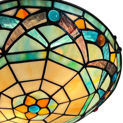 Tiffany Ceiling Lights, Stained Glass Ceiling Light 2-Lights 12 Inch Tiffany Flush Mount Ceiling Light for Bedroom Dining Living Room Entryway Foyer