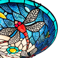 Tiffany Ceiling Lights, Stained Glass Ceiling Light 3-Lights 16 Inch Tiffany Flush Mount Ceiling Light for Bedroom Dining Living Room Entryway Foyer