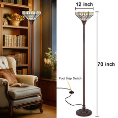Capulina Tiffany Lamp Mission Hexagon Stained Glass Torchiere Floor Lamp