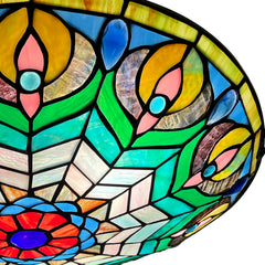 Tiffany Ceiling Lights, Stained Glass Ceiling Light 3-Lights 16 Inch Tiffany Flush Mount Ceiling Light for Bedroom Dining Living Room Entryway Foyer