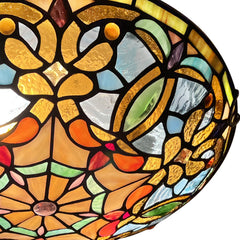 Tiffany Ceiling Lights, Stained Glass Ceiling Light 2-Lights 12 Inch Tiffany Flush Mount Ceiling Light for Bedroom Dining Living Room Entryway Foyer