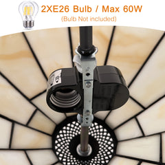 Capulina Tiffany Lamp Stained Glass Ceiling Light 2-Light 16 Inches Wide Cream Tiffany Style Semi Flush Mount Ceiling Lamp for Dining Room Porch Hallway Kitchen Entryway
