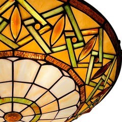 Tiffany Ceiling Lights, Stained Glass Ceiling Light 3-Lights 16 Inch Tiffany Flush Mount Ceiling Light for Bedroom Dining Living Room Entryway Foyer