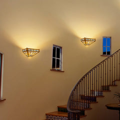 Capulina Tiffany Lamp Cream Brown Stained Glass Wall Sconce 2-Light