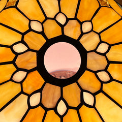Capulina Tiffany Lamp Shade 12 Inches Wide Accessories Replacement Cream Brown Style Stained Glass Lampshade for Torchiere Floor Lamp and Pendant Light