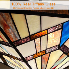 Capulina Tiffany Lamp Cream Amber Stained Glass Ceiling Light 2-Light