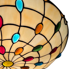 Tiffany Ceiling Lights, Stained Glass Ceiling Light 3-Lights 16 Inch Tiffany Flush Mount Ceiling Light for Bedroom Dining Living Room Entryway Foyer