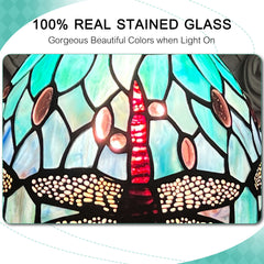 ARTZONE Antique Tiffany Lamp Stained Glass Tbale Lamp