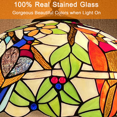 Capulina Tiffany Table Lamp Cardinal Birds Stained Glass Lamp 2-Light