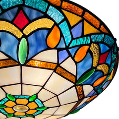Tiffany Ceiling Lights, Stained Glass Ceiling Light 3-Lights 16 Inch Tiffany Flush Mount Ceiling Light for Bedroom Dining Living Room Entryway Foyer
