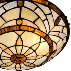 Tiffany Ceiling Lights, Stained Glass Ceiling Light 2-Lights 12 Inch Tiffany Flush Mount Ceiling Light for Bedroom Dining Living Room Entryway Foyer