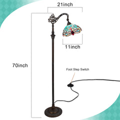 ARTZONE Antique Tiffany Floor Lamp Stained Glass Gooseneck Floor Lamp