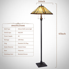 Capulina Tiffany Lamp Cream Mission Stained Glass Floor Lamp 2-Light