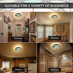 Tiffany Ceiling Lights,Stained Glass Ceiling Light 2-Lights 12 Inch