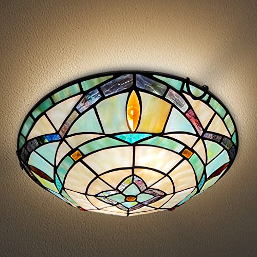 Tiffany Ceiling Lights,Stained Glass Ceiling Light 2-Lights 12 Inch