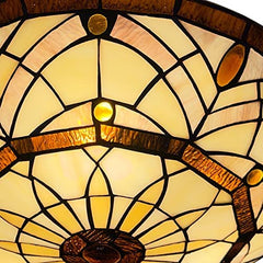 ARTZONE Tiffany Ceiling Lights, Stained Glass Ceiling Light 3-Lights 16 Inch Tiffany Flush Mount Ceiling Light Fixture for Bedroom Dining Living Room Entryway Foyer(Amber Brown)