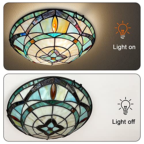 Tiffany Ceiling Lights,Stained Glass Ceiling Light 2-Lights 12 Inch