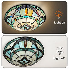 Tiffany Ceiling Lights,Stained Glass Ceiling Light 2-Lights 12 Inch