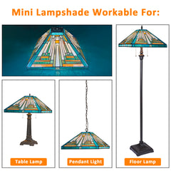 Capulina Tiffany Lamp Shade 16 Inches Wide Accessories Replacement Amber Green Style Stained Glass Lampshade for Table Lamp Floor Lamp