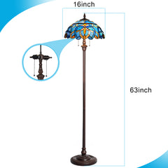 Capulina Tiffany Lamp Blue Brown Stained Glass Floor Lamp 2-Light