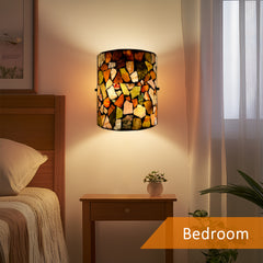 Tiffany Wall Sconces, Natural Shell Lampshade Mosaic Wall Light for Bedroom, Stairway, Corridor