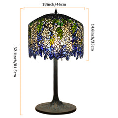 Thatyears Wisteria Tiffany Style Table Lamp – Handcrafted Stained Glass Decorative Lamp for Living Room, Bedroom, Home Office