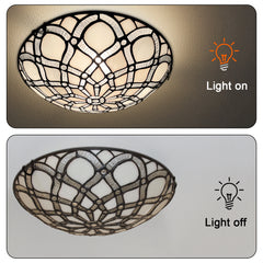 Tiffany Ceiling Lights, Stained Glass Ceiling Light 2-Lights 12 Inch Tiffany Flush Mount Ceiling Light for Bedroom Dining Living Room Entryway Foyer